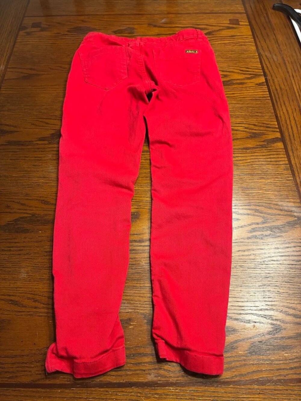 Zara Kids - Girls Size 9-10 Years - Red Jeans With Zipper at the Ankles